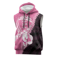 Personalised Polynesia Breast Cancer Awareness Sleeveless Hoodie Fight With Hope Pink Ribbon Boxing Gloves LT14 Pink - Polynesian Pride