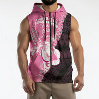 Personalised Polynesia Breast Cancer Awareness Sleeveless Zip Hoodie Fight With Hope Pink Ribbon Boxing Gloves LT14 - Polynesian Pride