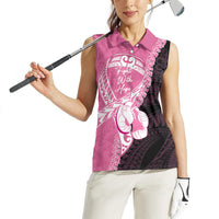Personalised Polynesia Breast Cancer Awareness Women Sleeveless Polo Shirt Fight With Hope Pink Ribbon Boxing Gloves LT14 - Polynesian Pride