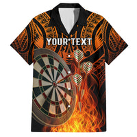 Personalised Polynesian Darts Family Matching Tank Maxi Dress and Hawaiian Shirt Fire Burning With Tribal Tattoo LT14 Dad's Shirt - Short Sleeve Orange - Polynesian Pride