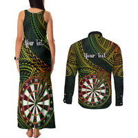 Personalised Polynesian Darts Couples Matching Tank Maxi Dress and Long Sleeve Button Shirts Dart Lovers Tribal Pattern Mix Tropical Leaves LT14 - Polynesian Pride