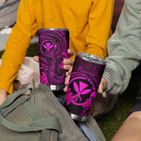 Hawaii Tumbler Cup Fish Hook Tattoo Mix Polynesian Plumeria Pink Version LT14 - Polynesian Pride