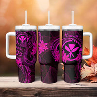 Hawaii Tumbler With Handle Fish Hook Tattoo Mix Polynesian Plumeria Pink Version LT14 - Polynesian Pride