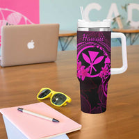 Hawaii Tumbler With Handle Fish Hook Tattoo Mix Polynesian Plumeria Pink Version LT14 - Polynesian Pride