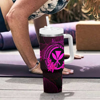 Hawaii Tumbler With Handle Fish Hook Tattoo Mix Polynesian Plumeria Pink Version LT14 - Polynesian Pride