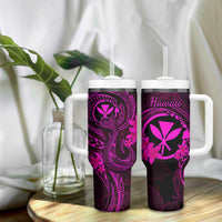 Hawaii Tumbler With Handle Fish Hook Tattoo Mix Polynesian Plumeria Pink Version LT14 - Polynesian Pride