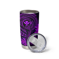 Hawaii Tumbler Cup Fish Hook Tattoo Mix Polynesian Plumeria Purple Version LT14 - Polynesian Pride