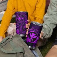 Hawaii Tumbler Cup Fish Hook Tattoo Mix Polynesian Plumeria Purple Version LT14 - Polynesian Pride