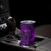 Hawaii Tumbler Cup Fish Hook Tattoo Mix Polynesian Plumeria Purple Version LT14 - Polynesian Pride