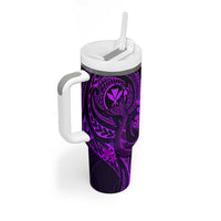 Hawaii Tumbler With Handle Fish Hook Tattoo Mix Polynesian Plumeria Purple Version LT14 - Polynesian Pride