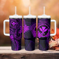 Hawaii Tumbler With Handle Fish Hook Tattoo Mix Polynesian Plumeria Purple Version LT14 - Polynesian Pride