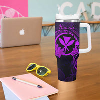 Hawaii Tumbler With Handle Fish Hook Tattoo Mix Polynesian Plumeria Purple Version LT14 - Polynesian Pride