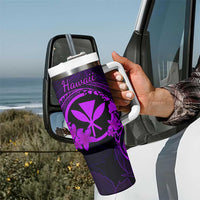 Hawaii Tumbler With Handle Fish Hook Tattoo Mix Polynesian Plumeria Purple Version LT14 - Polynesian Pride