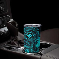 Hawaii Tumbler Cup Fish Hook Tattoo Mix Polynesian Plumeria Turquoise Version LT14 - Polynesian Pride
