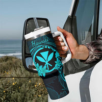 Hawaii Tumbler With Handle Fish Hook Tattoo Mix Polynesian Plumeria Turquoise Version LT14 - Polynesian Pride
