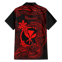 Hawaii Family Matching Off Shoulder Maxi Dress and Hawaiian Shirt Fish Hook Tattoo Mix Polynesian Plumeria Red Version LT14 - Polynesian Pride