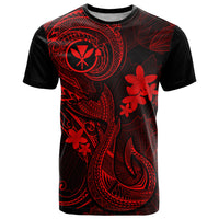 Hawaii T Shirt Fish Hook Tattoo Mix Polynesian Plumeria Red Version LT14 Red - Polynesian Pride