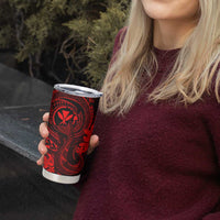 Hawaii Tumbler Cup Fish Hook Tattoo Mix Polynesian Plumeria Red Version LT14 - Polynesian Pride
