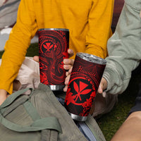 Hawaii Tumbler Cup Fish Hook Tattoo Mix Polynesian Plumeria Red Version LT14 - Polynesian Pride