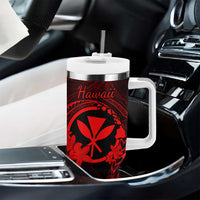 Hawaii Tumbler With Handle Fish Hook Tattoo Mix Polynesian Plumeria Red Version LT14 - Polynesian Pride