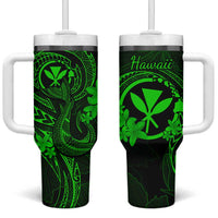 Hawaii Tumbler With Handle Fish Hook Tattoo Mix Polynesian Plumeria Green Version LT14 One Size: 40 oz Green - Polynesian Pride