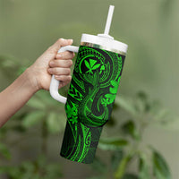 Hawaii Tumbler With Handle Fish Hook Tattoo Mix Polynesian Plumeria Green Version LT14 - Polynesian Pride