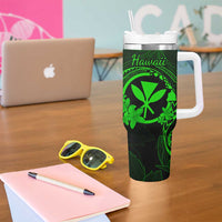 Hawaii Tumbler With Handle Fish Hook Tattoo Mix Polynesian Plumeria Green Version LT14 - Polynesian Pride
