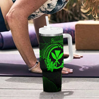 Hawaii Tumbler With Handle Fish Hook Tattoo Mix Polynesian Plumeria Green Version LT14 - Polynesian Pride