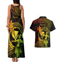 Hawaii Couples Matching Tank Maxi Dress and Hawaiian Shirt Hula Girl Mix Polynesian Plumeria Reggae Version LT14 - Polynesian Pride