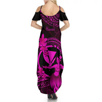 Hawaii Summer Maxi Dress Hula Girl Mix Polynesian Plumeria Pink Version LT14 - Polynesian Pride