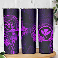 Hawaii Skinny Tumbler Hula Girl Mix Polynesian Plumeria Purple Version