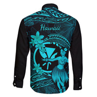Hawaii Family Matching Mermaid Dress and Hawaiian Shirt Hula Girl Mix Polynesian Plumeria Turquoise Version LT14 - Polynesian Pride