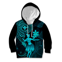 Hawaii Kid Hoodie Hula Girl Mix Polynesian Plumeria Turquoise Version LT14 Turquoise - Polynesian Pride