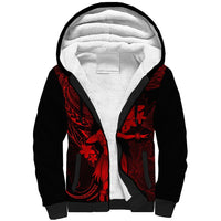 Hawaii Sherpa Hoodie Hula Girl Mix Polynesian Plumeria Red Version LT14 Unisex Red - Polynesian Pride