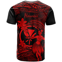 Hawaii T Shirt Hula Girl Mix Polynesian Plumeria Red Version LT14 - Polynesian Pride