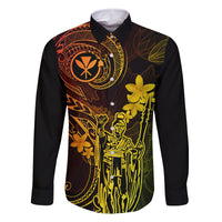 Hawaii Family Matching Long Sleeve Bodycon Dress and Hawaiian Shirt King Kamehameha Mix Polynesian Plumeria Reggae Version LT14 Dad's Shirt - Long Sleeve Reggae - Polynesian Pride