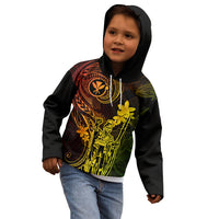 Hawaii Kid Hoodie King Kamehameha Mix Polynesian Plumeria Reggae Version LT14 - Polynesian Pride