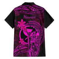 Hawaii Family Matching Tank Maxi Dress and Hawaiian Shirt King Kamehameha Mix Polynesian Plumeria Pink Version LT14 - Polynesian Pride