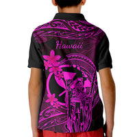 Hawaii Kid Polo Shirt King Kamehameha Mix Polynesian Plumeria Pink Version LT14 - Polynesian Pride