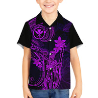 Hawaii Family Matching Puletasi Dress and Hawaiian Shirt King Kamehameha Mix Polynesian Plumeria Purple Version LT14 Son's Shirt Purple - Polynesian Pride