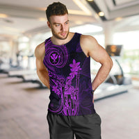 Hawaii Men Tank Top King Kamehameha Mix Polynesian Plumeria Purple Version LT14 - Polynesian Pride
