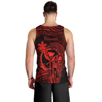 Hawaii Men Tank Top King Kamehameha Mix Polynesian Plumeria Red Version LT14 - Polynesian Pride