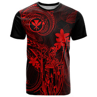 Hawaii T Shirt King Kamehameha Mix Polynesian Plumeria Red Version LT14 Red - Polynesian Pride
