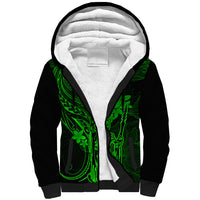 Hawaii Sherpa Hoodie King Kamehameha Mix Polynesian Plumeria Green Version LT14 Unisex Green - Polynesian Pride