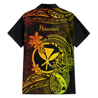 Hawaii Family Matching Off Shoulder Maxi Dress and Hawaiian Shirt Pineapple Mix Polynesian Plumeria Reggae Version LT14 - Polynesian Pride