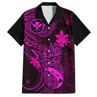 Hawaii Family Matching Long Sleeve Bodycon Dress and Hawaiian Shirt Pineapple Mix Polynesian Plumeria Pink Version LT14 Dad's Shirt - Short Sleeve Pink - Polynesian Pride