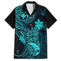 Hawaii Family Matching Short Sleeve Bodycon Dress and Hawaiian Shirt Pineapple Mix Polynesian Plumeria Turquoise Version LT14 Dad's Shirt - Short Sleeve Turquoise - Polynesian Pride