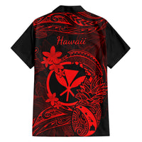 hawaii-family-matching-off-shoulder-long-sleeve-dress-and-hawaiian-shirt-pineapple-mix-polynesian-plumeria-red-version