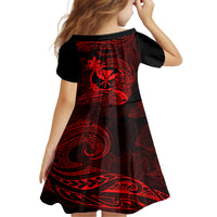 Hawaii Kid Short Sleeve Dress Pineapple Mix Polynesian Plumeria Red Version LT14 - Polynesian Pride