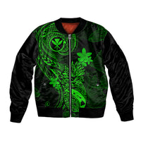 Hawaii Bomber Jacket Pineapple Mix Polynesian Plumeria Green Version LT14 Unisex Green - Polynesian Pride